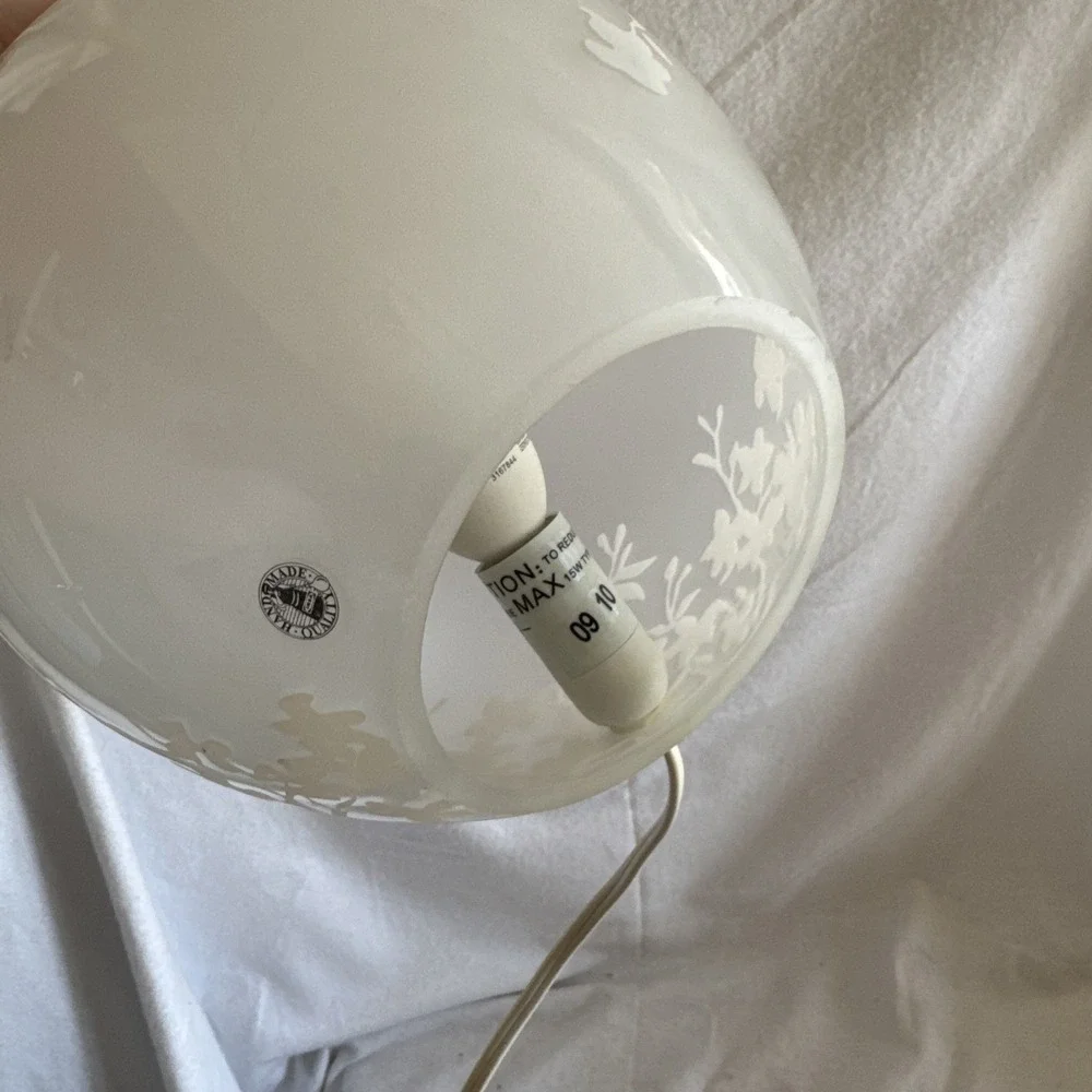 IKEA Knubbic Table Lamp White Frosted Glass Cherry Blossom Design 9